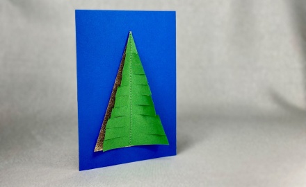 Weihnachtskarte 3D-Baum grüngold